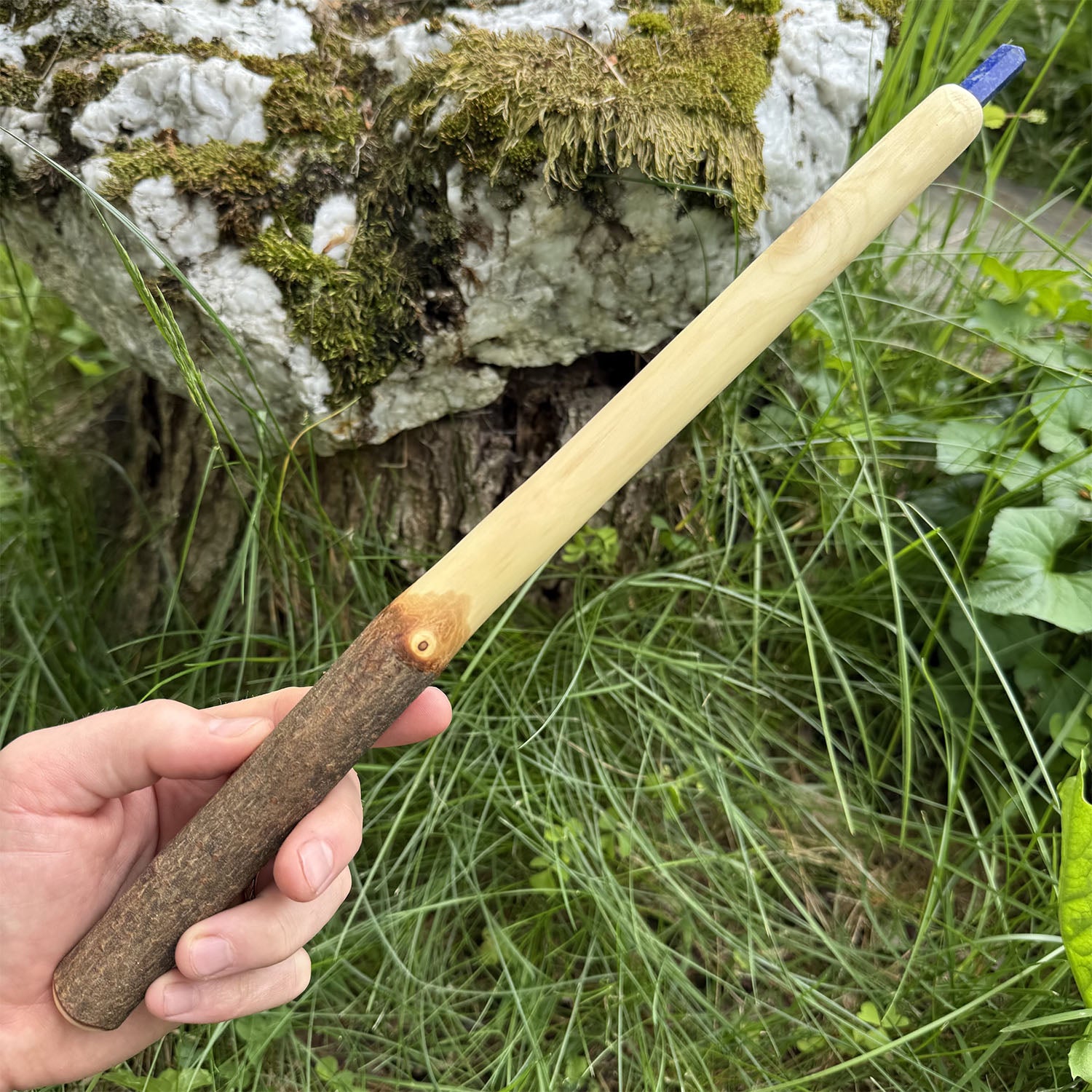 Maple Wand 13 Inch with Lapis Lazuli Crystal Point