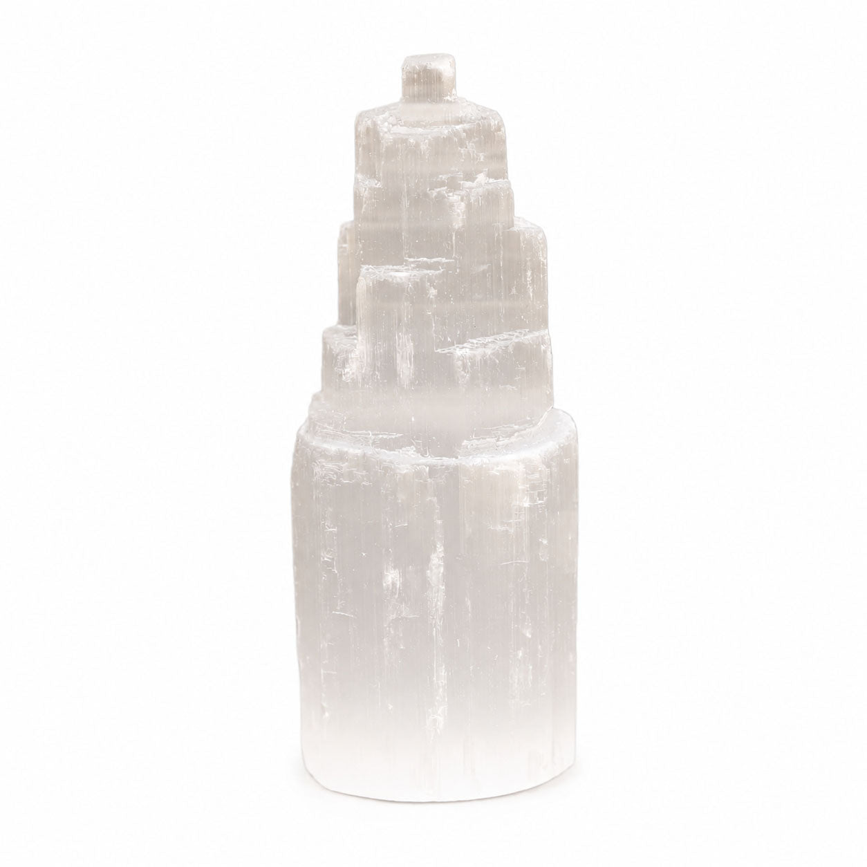 Selenite Crystal Tower on White Background