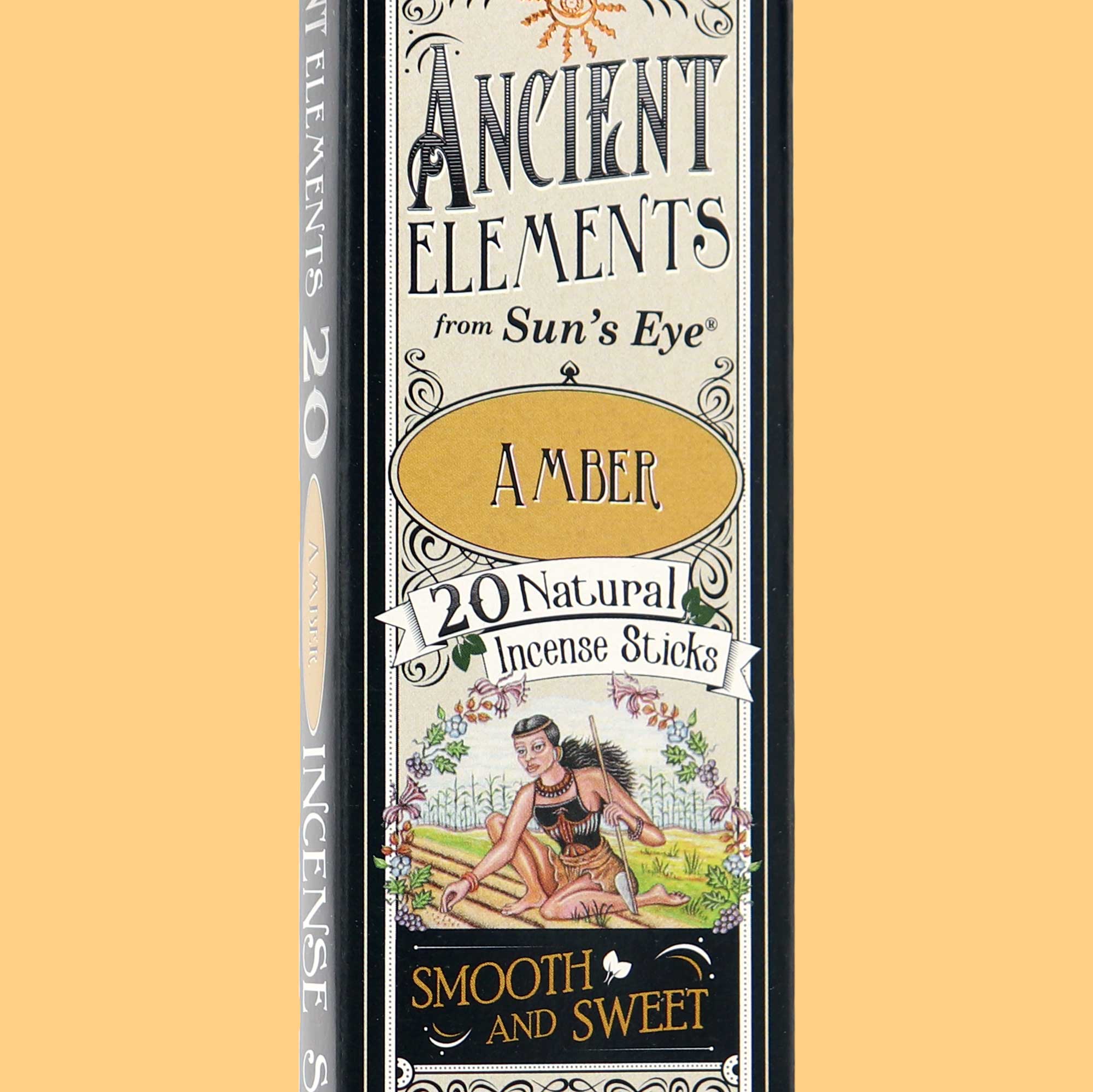 Box of Ancient Elements Amber incense sticks on a beige background