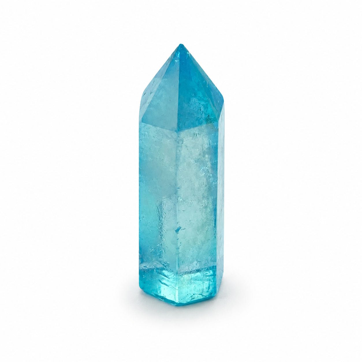 Aqua Aura Plated Quartz Obelisk