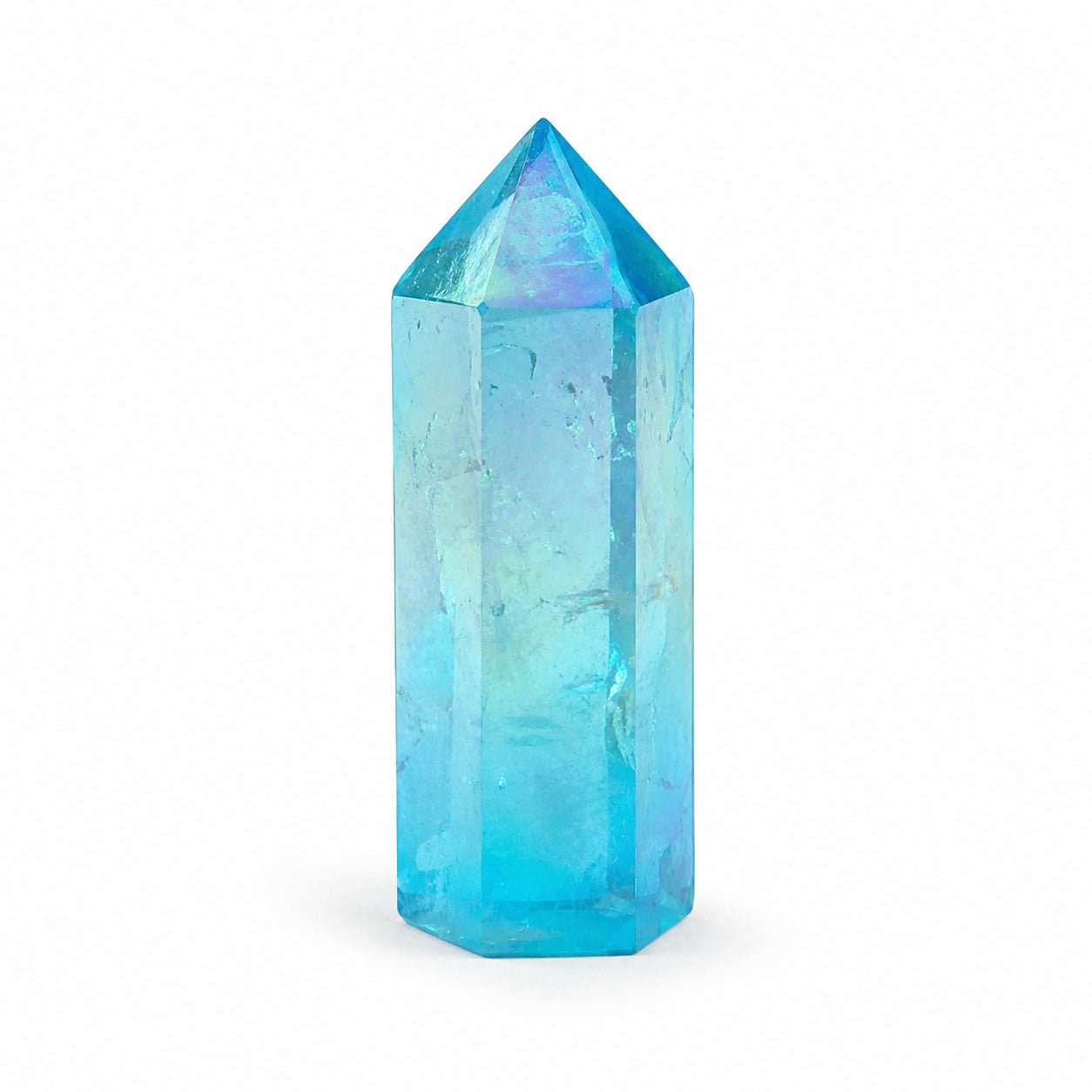 Aqua Aura Plated Quartz Obelisk