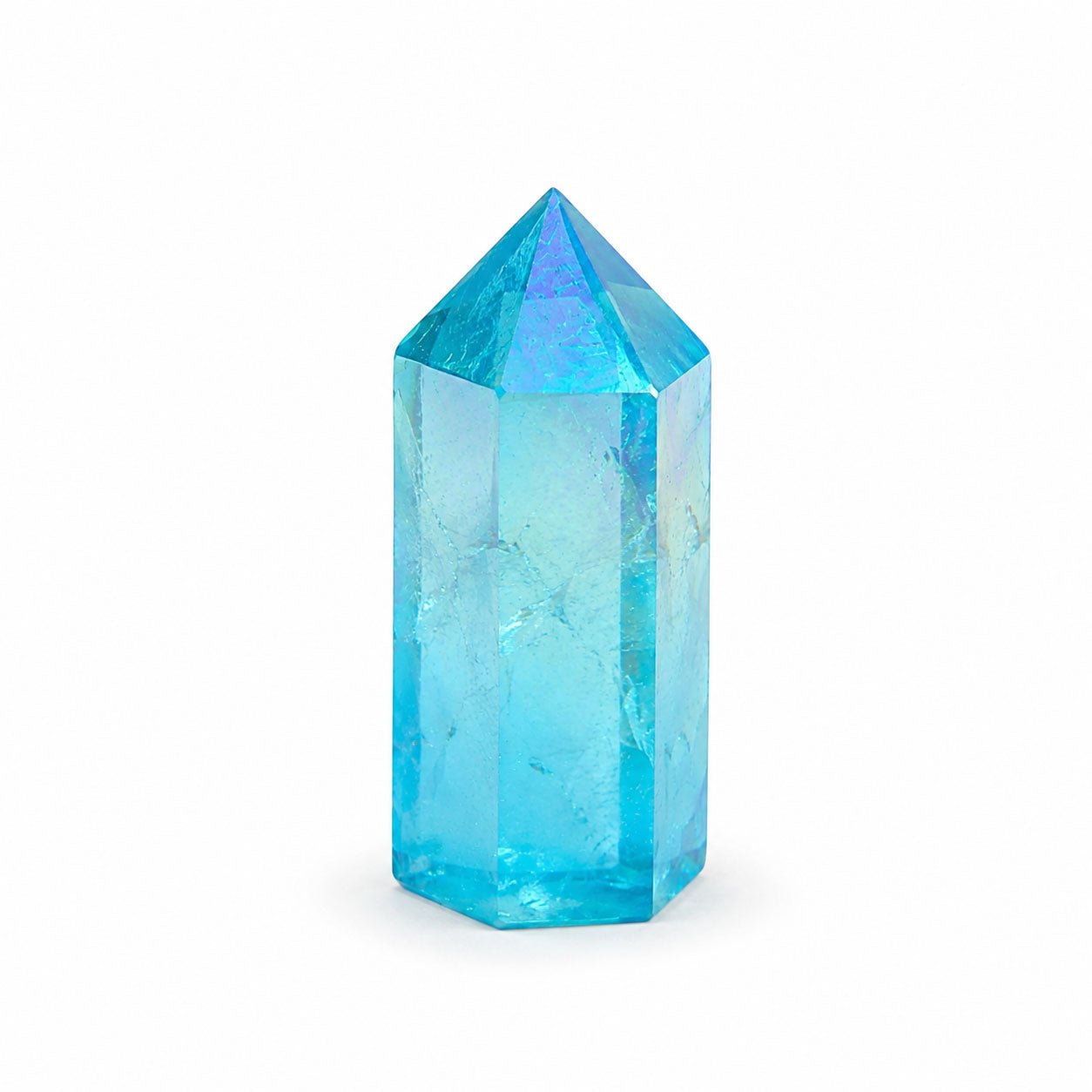 Aqua Aura Plated Quartz Obelisk