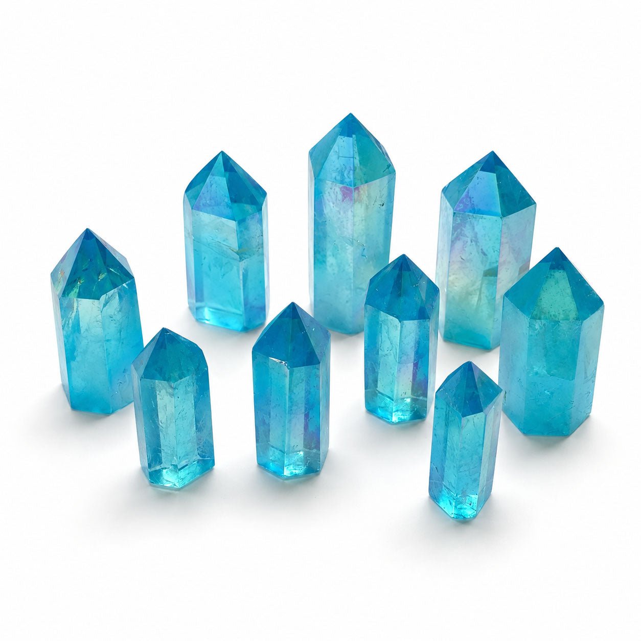 Aqua Aura Plated Quartz Obelisk