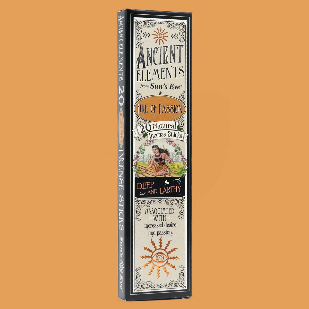 Box of Ancient Elements Incense Sticks on a beige background