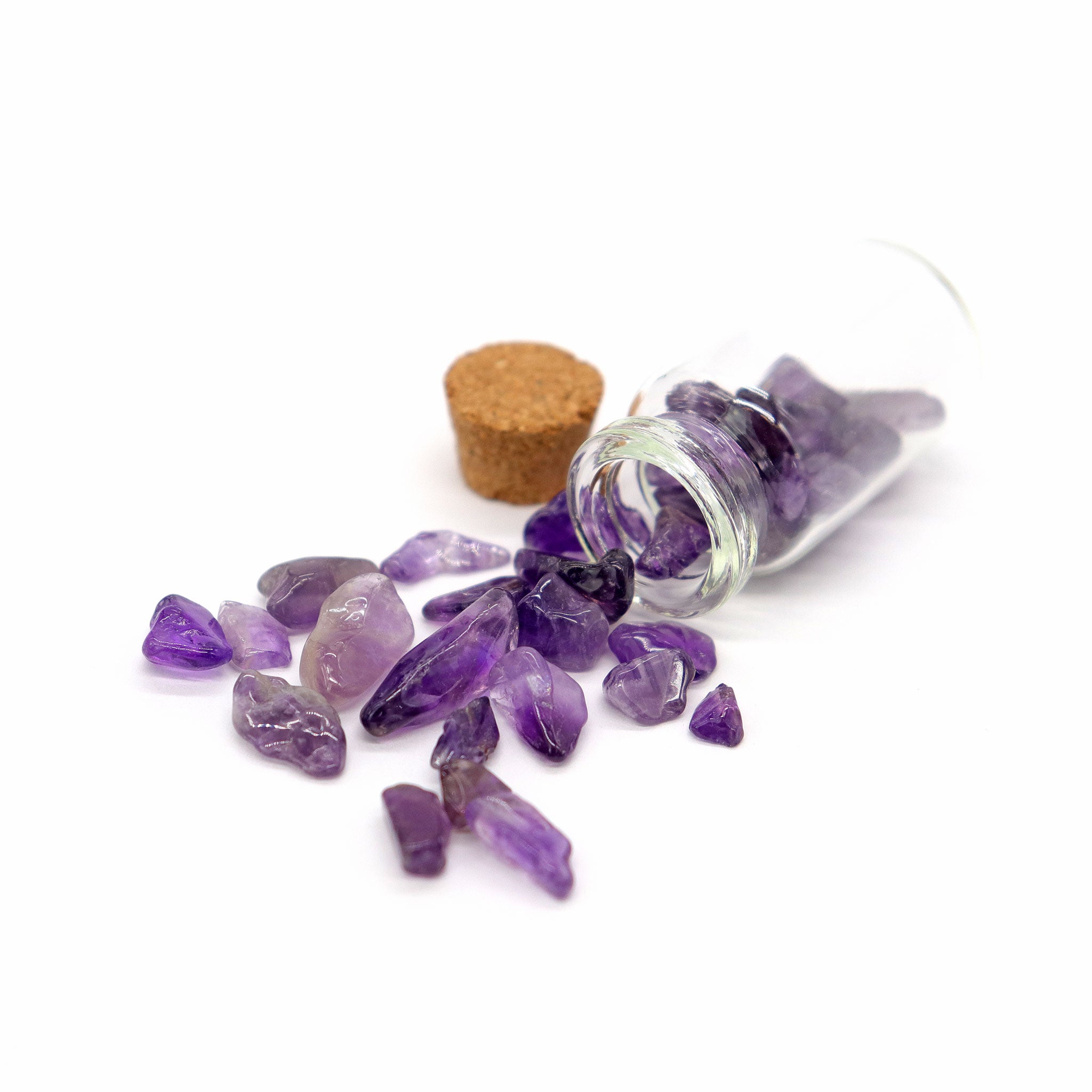 Amethyst Gemstones in Bottle