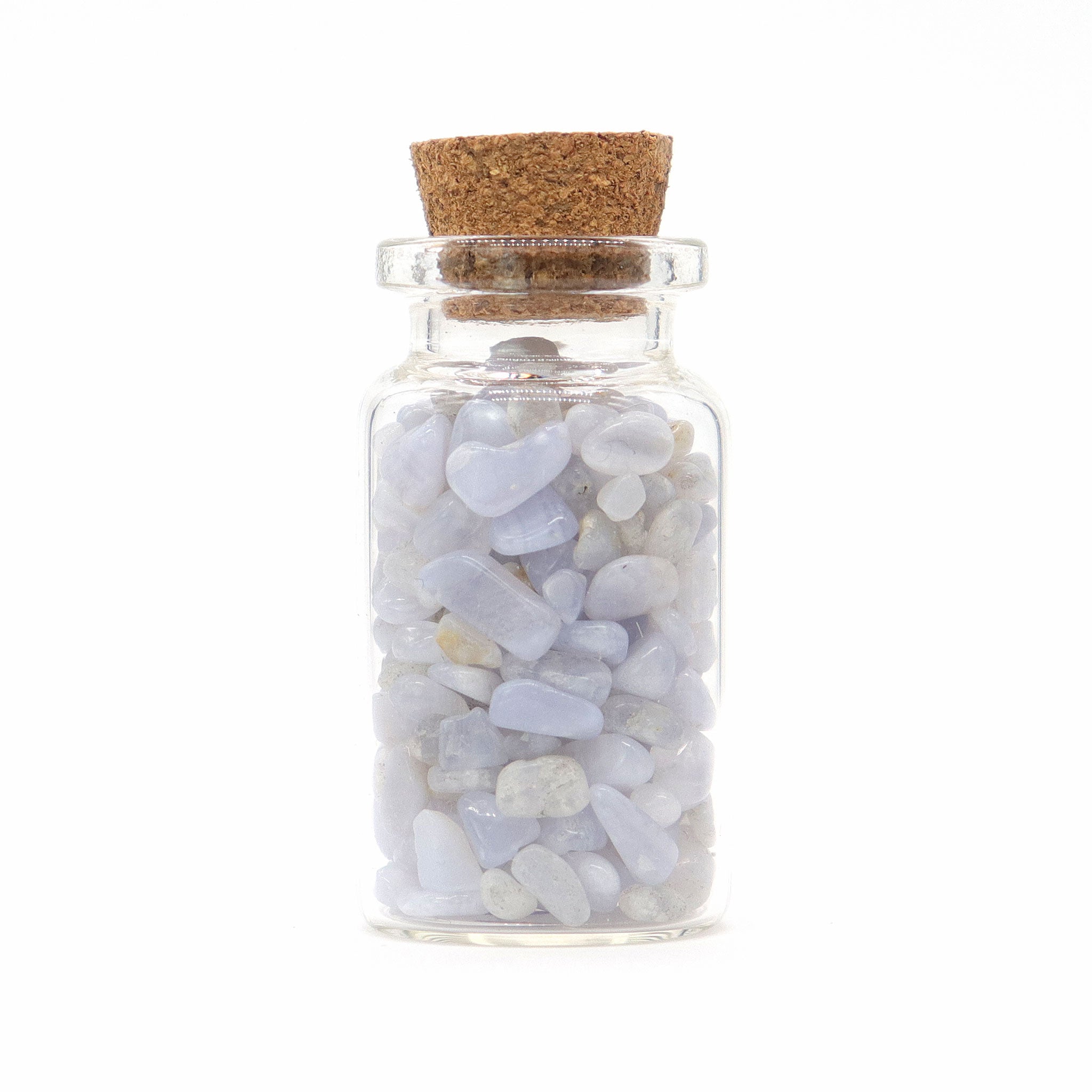 Blue Lace Agate Gemstones in Bottle