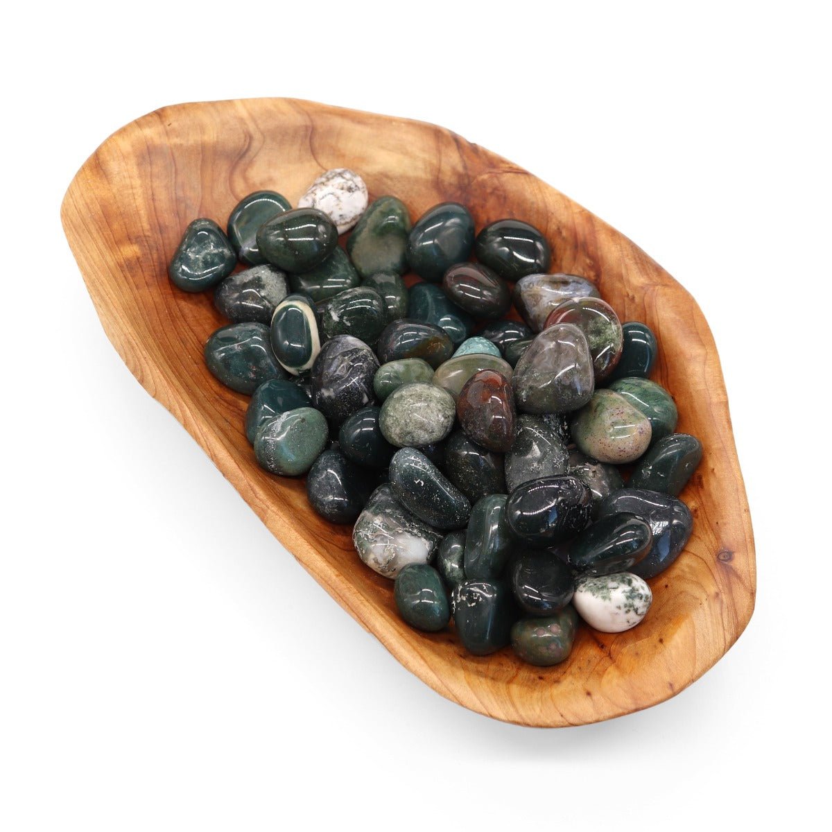 Agate Green Moss Tumbled Stone - 13 Moons