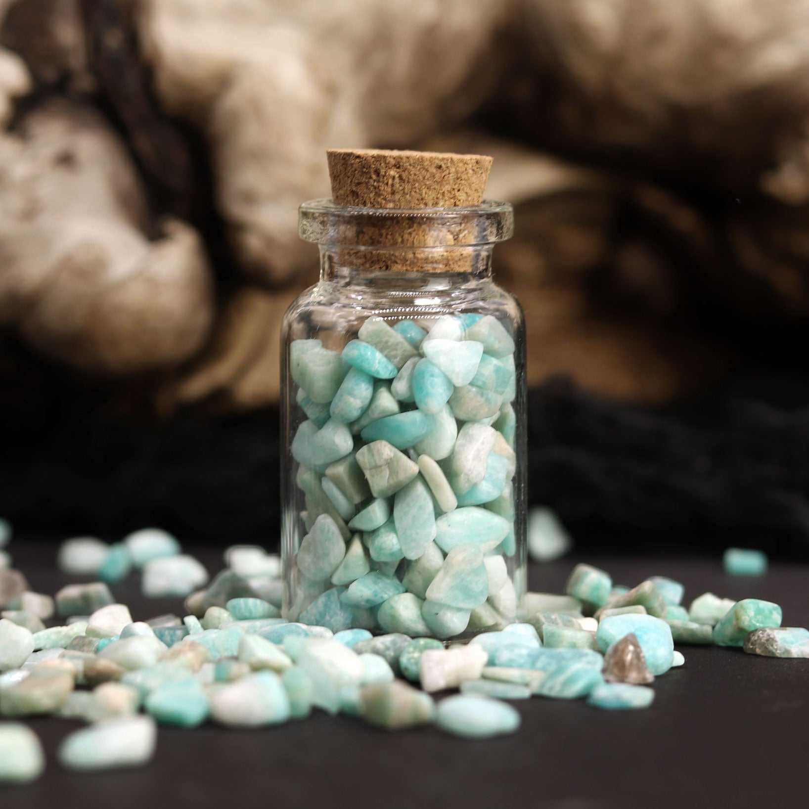 Amazonite Gemstones in Bottle - 13 Moons