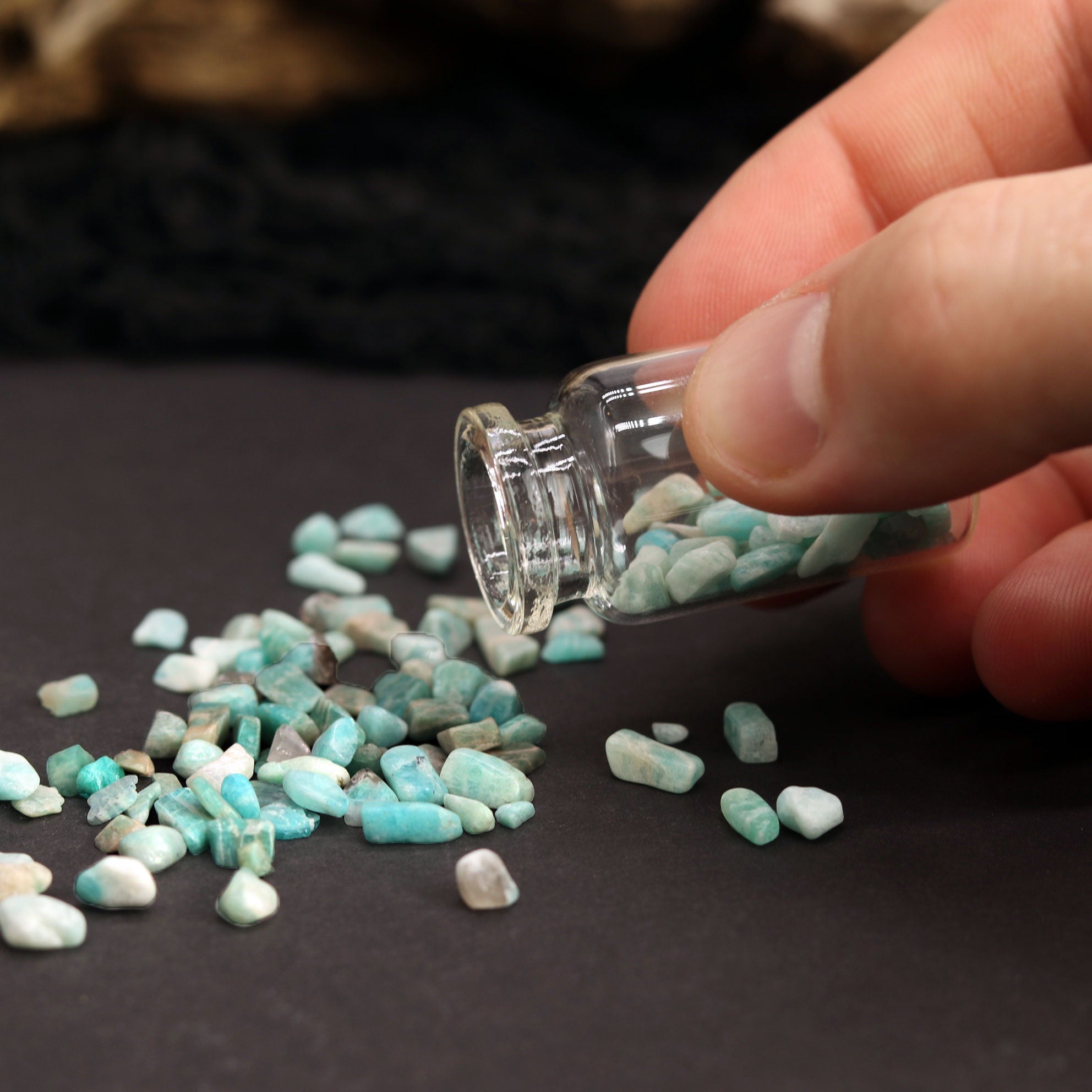Amazonite Gemstones in Bottle - 13 Moons