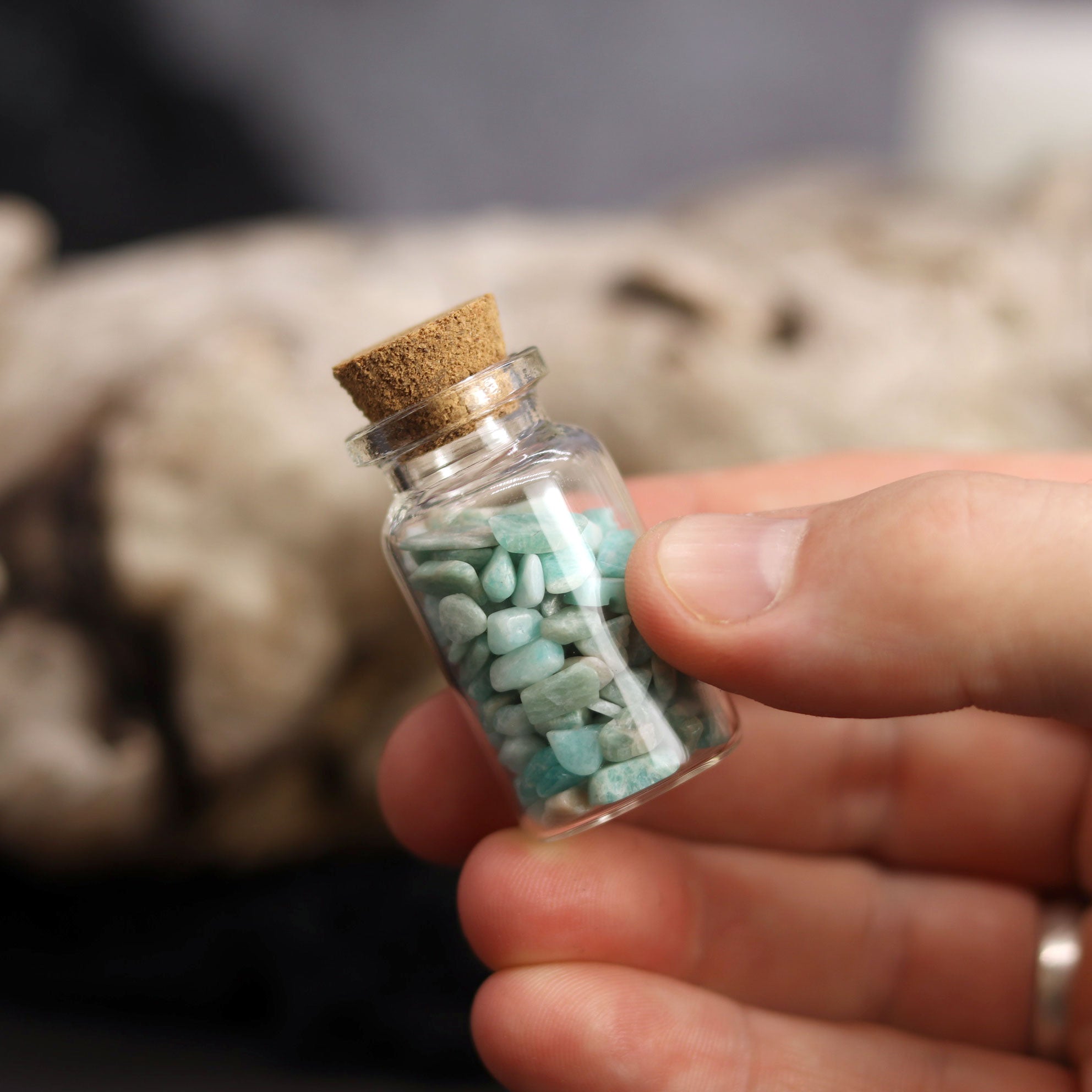 Amazonite Gemstones in Bottle - 13 Moons