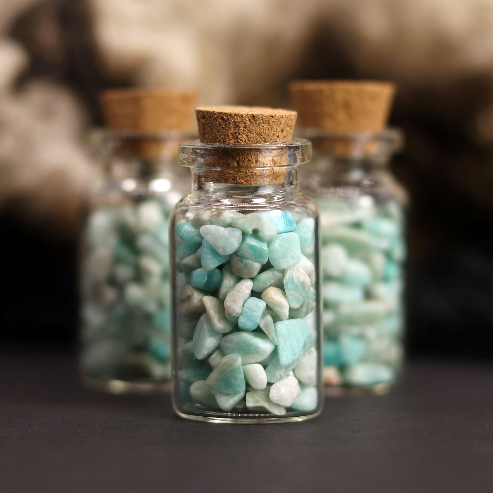 Amazonite Gemstones in Bottle - 13 Moons