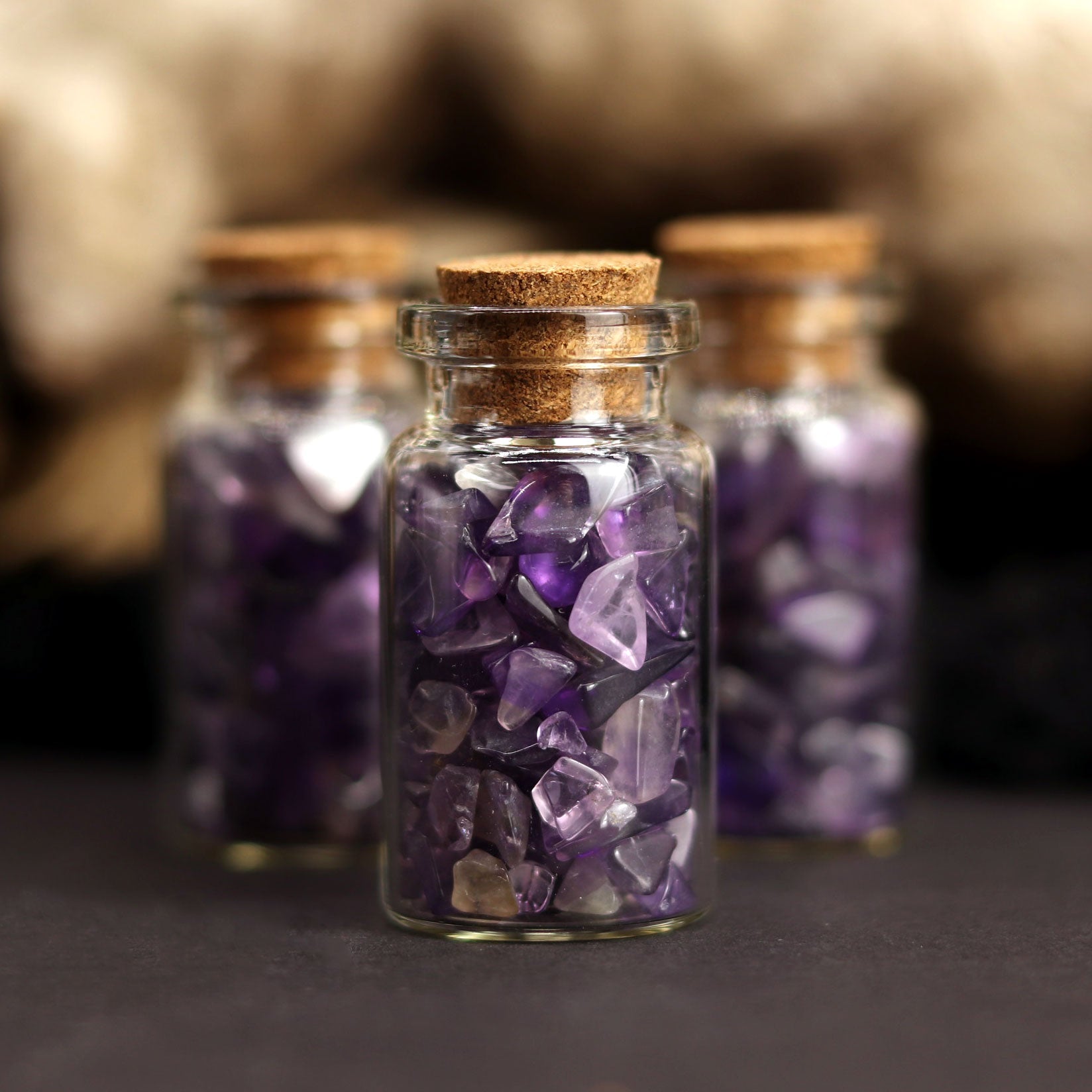 Amethyst Gemstones in Bottle - 13 Moons