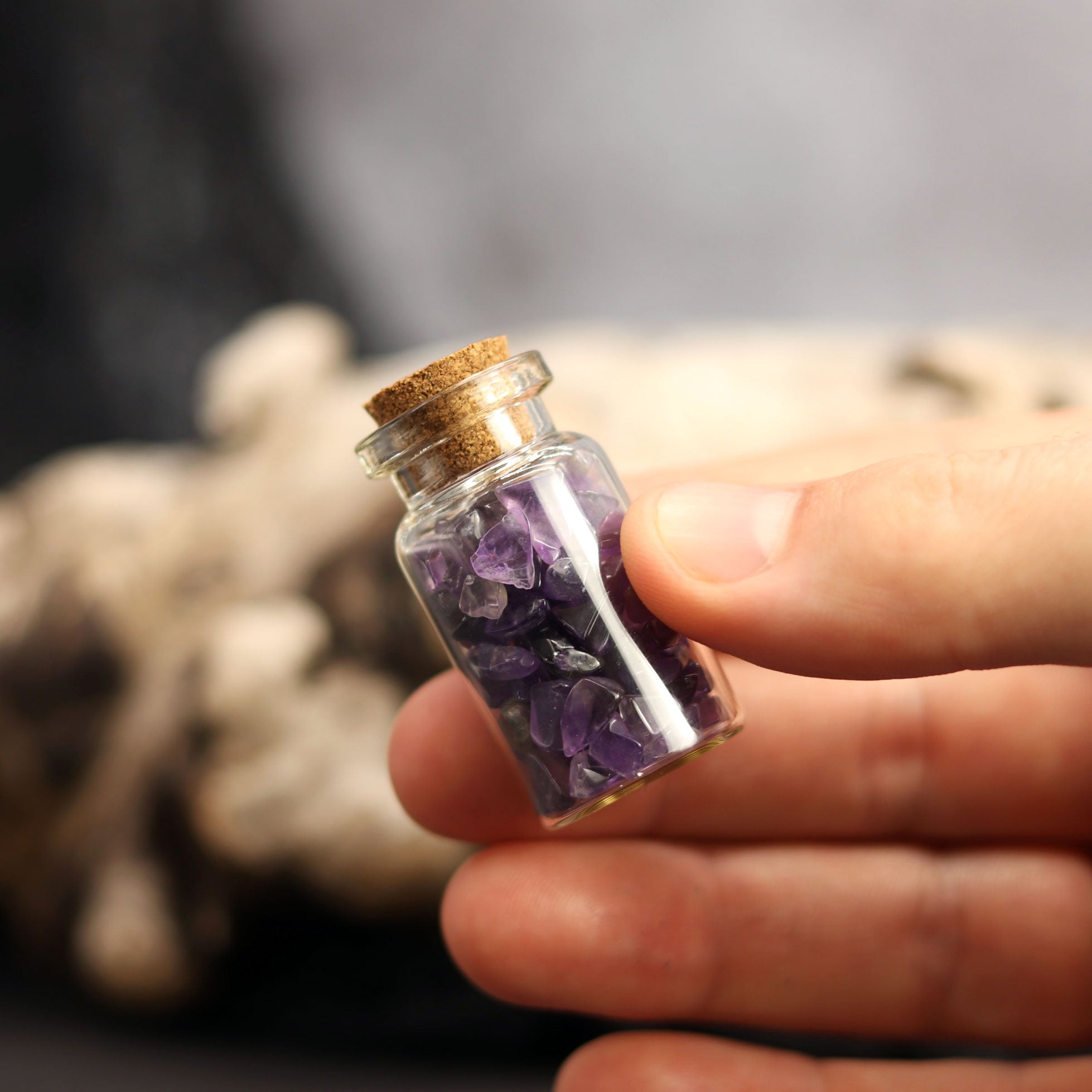 Amethyst Gemstones in Bottle - 13 Moons