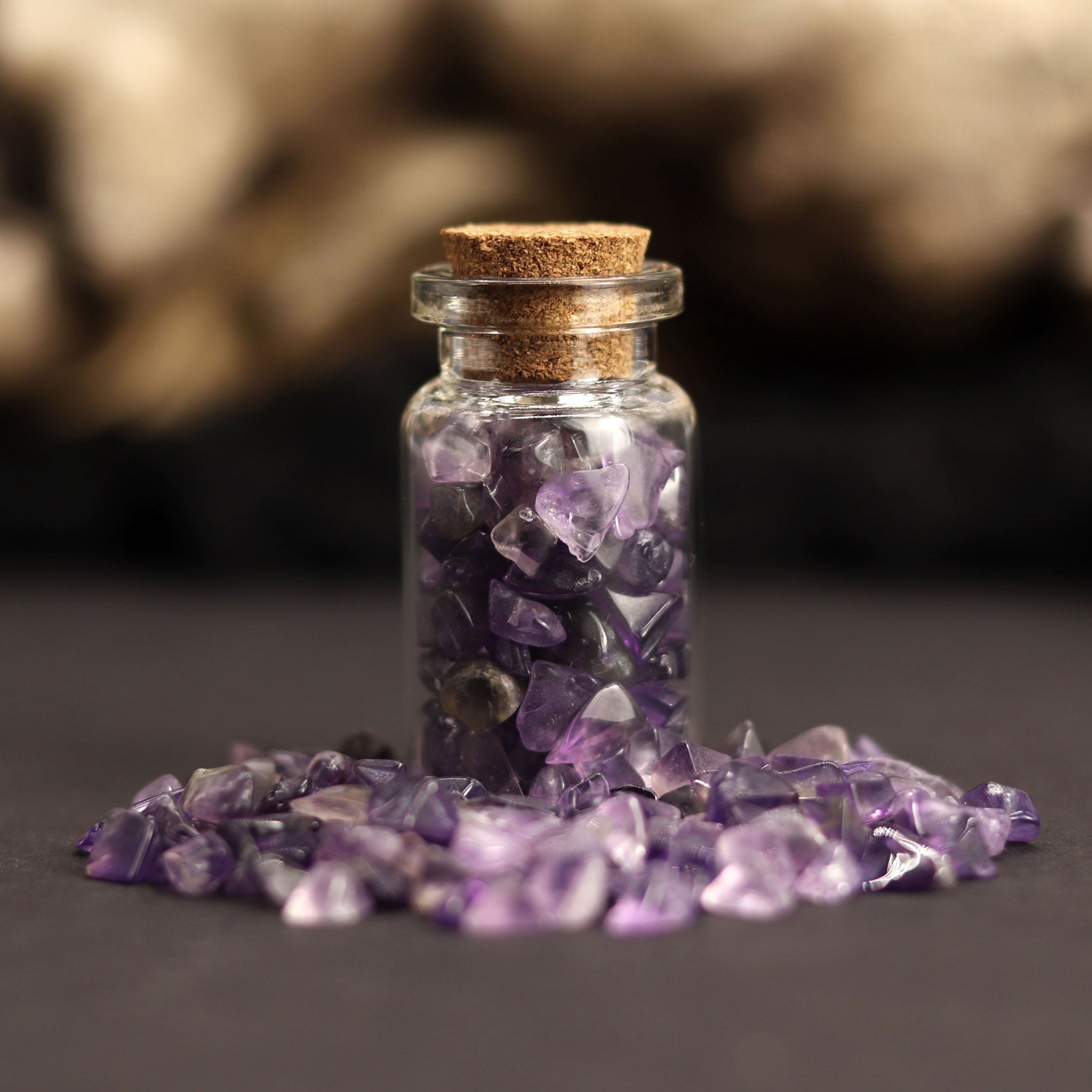 Amethyst Gemstones in Bottle - 13 Moons