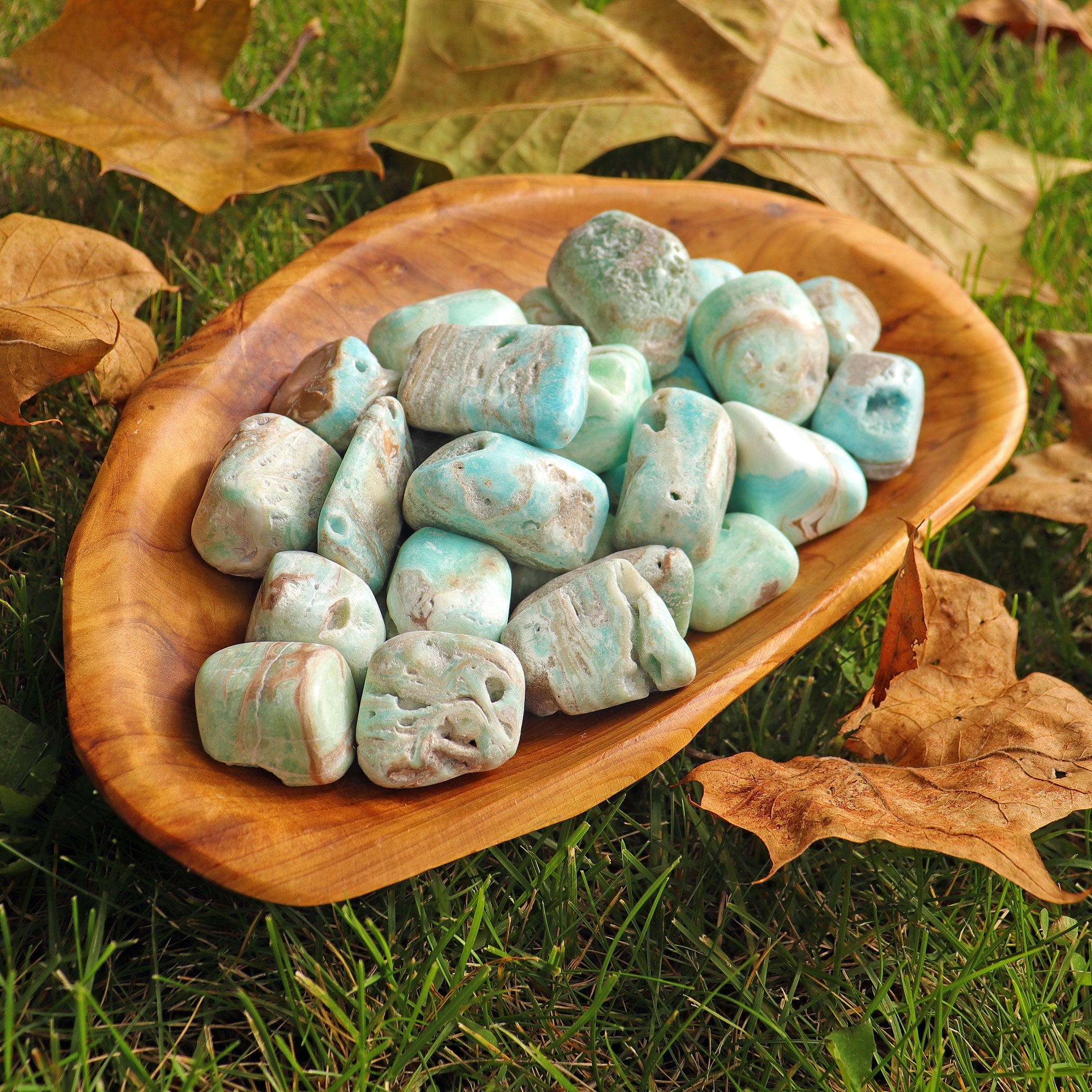 Aragonite, Blue Tumbled Stone - 13 Moons