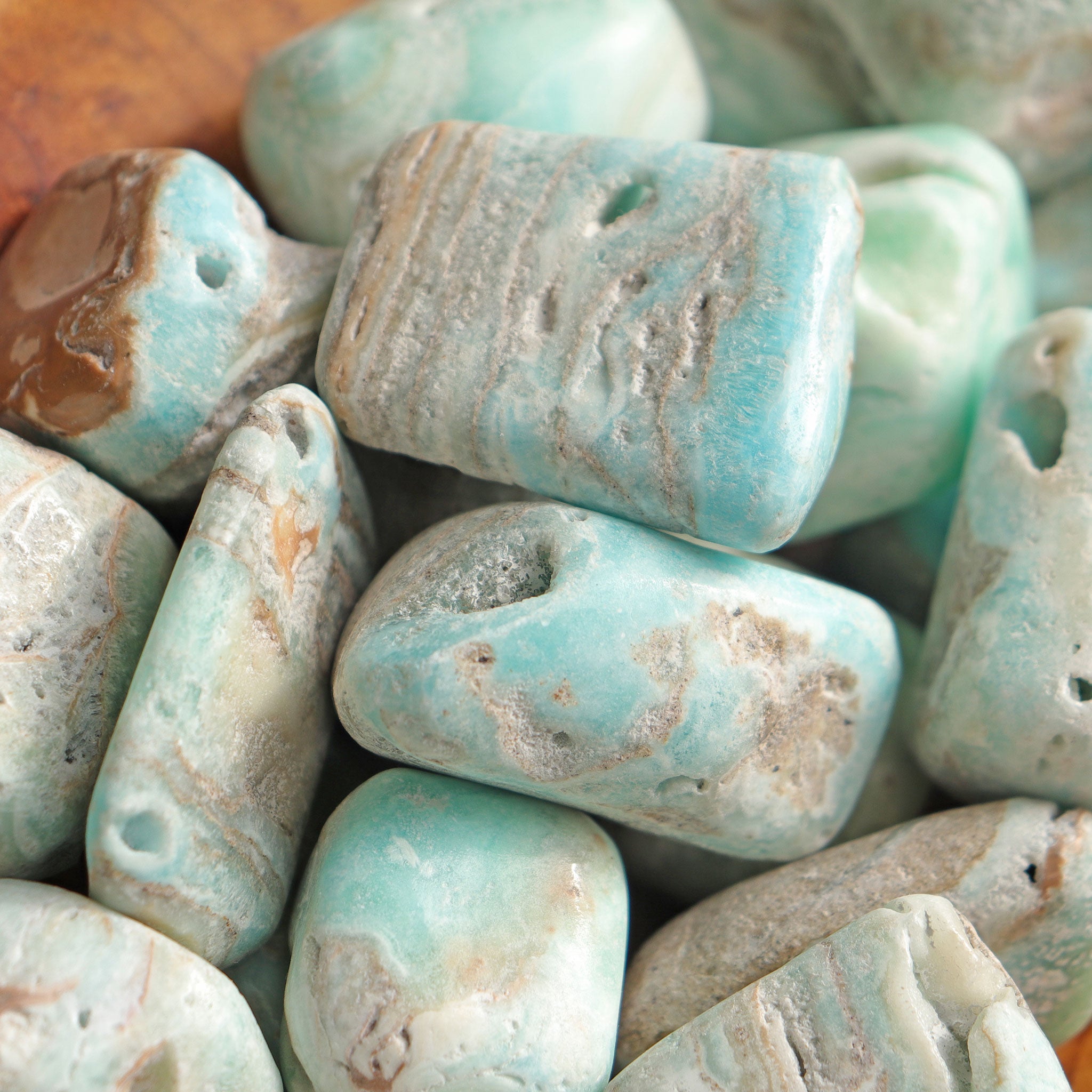 Aragonite, Blue Tumbled Stone - 13 Moons