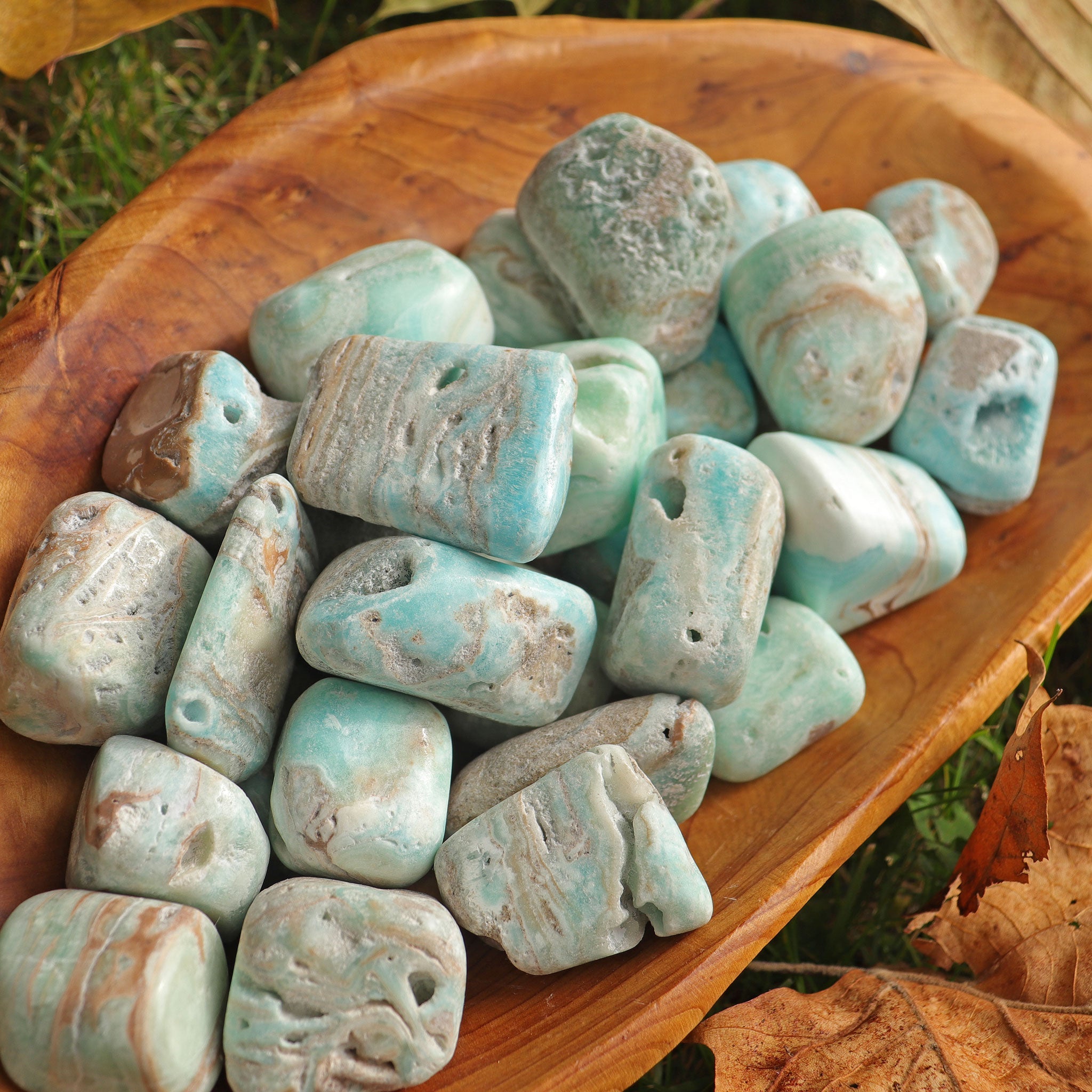 Aragonite, Blue Tumbled Stone - 13 Moons