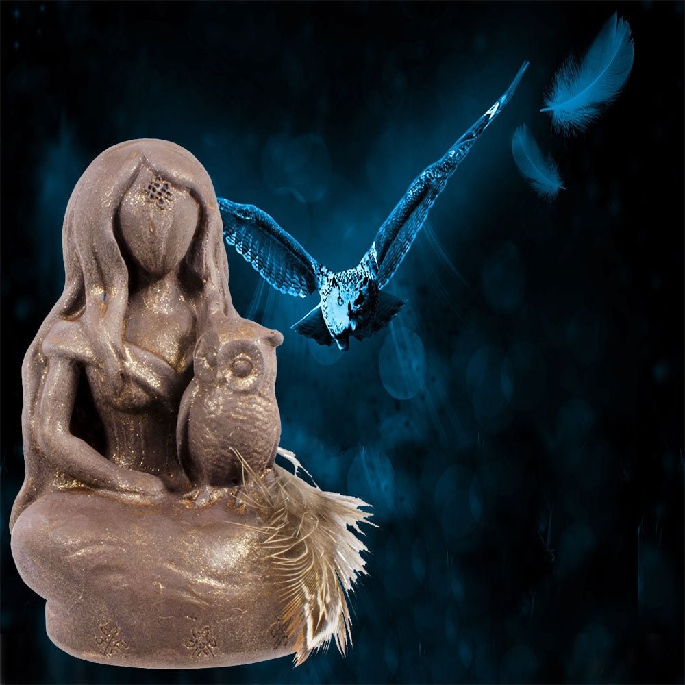 Athena and Owl Statue - 13 Moons