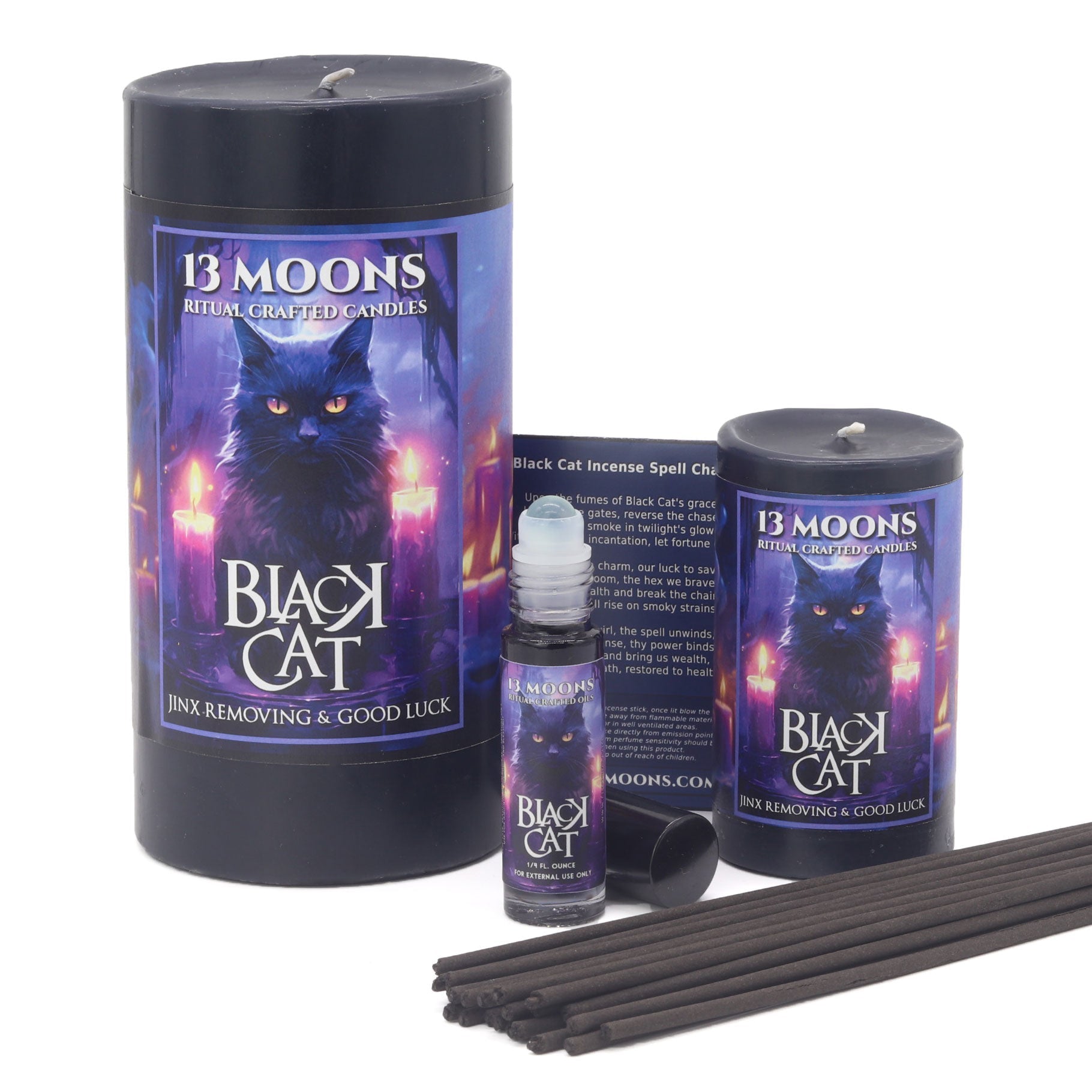 Black Cat Ritual Candle Large Pillar - 13 Moons