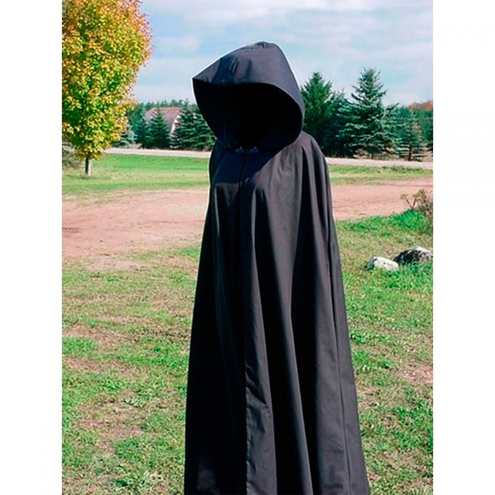 Black Cotton Cloak with Hood - 13 Moons