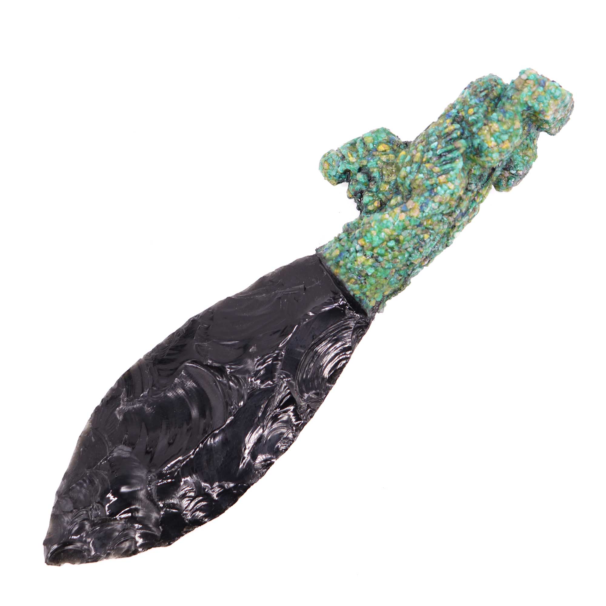 Black Obsidian Orgone Athame with Decorative Handle - 13 Moons