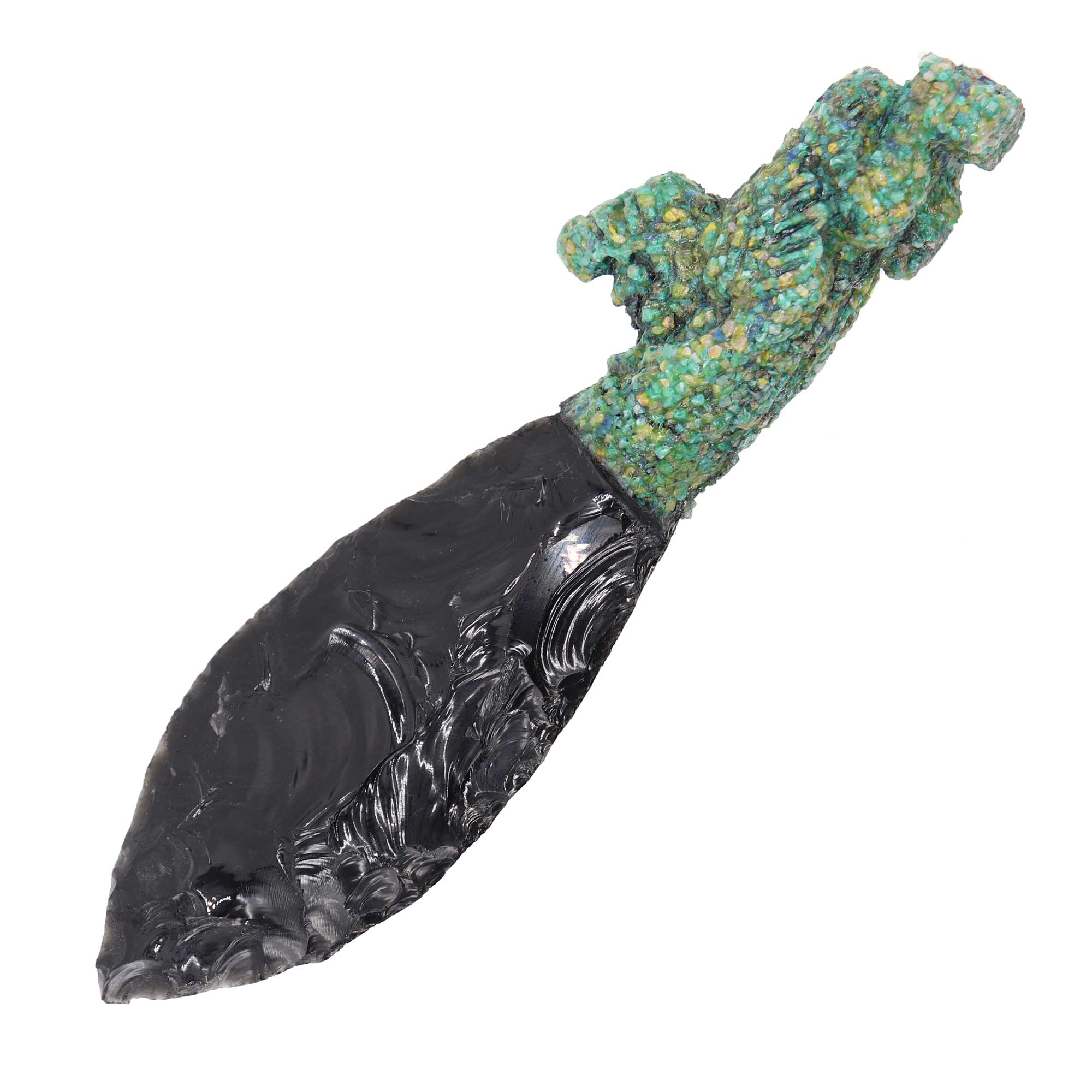 Black Obsidian Orgone Athame with Decorative Handle - 13 Moons
