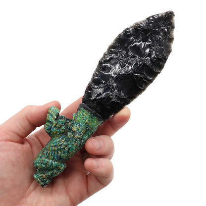 Black Obsidian Orgone Athame with Decorative Handle - 13 Moons