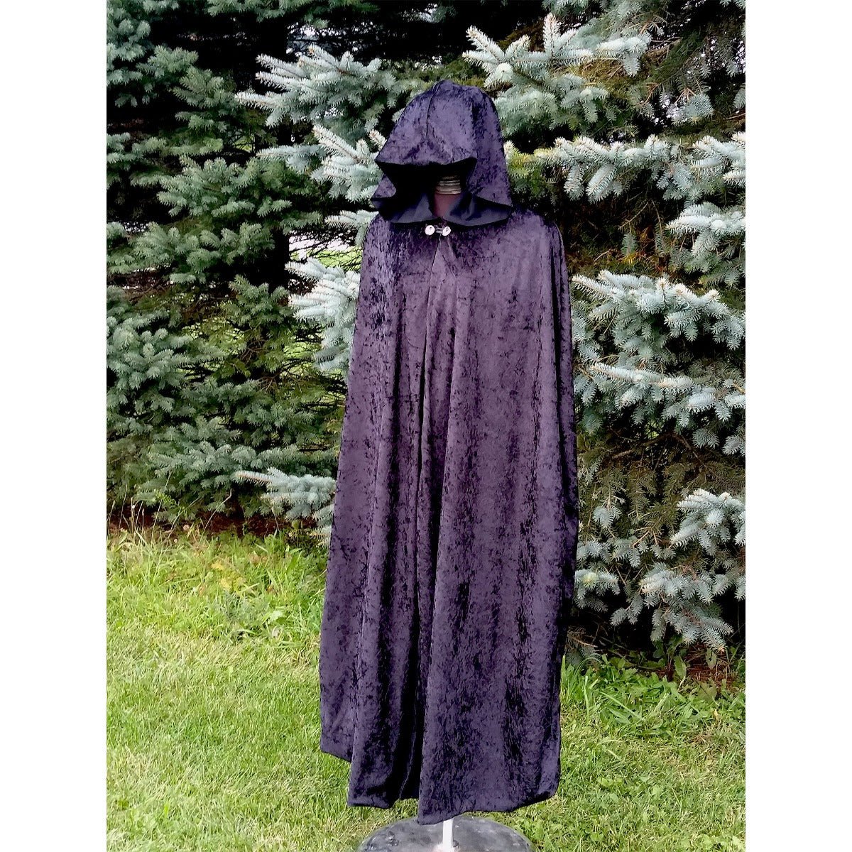 Black Velvet Cloak with Hood - 13 Moons