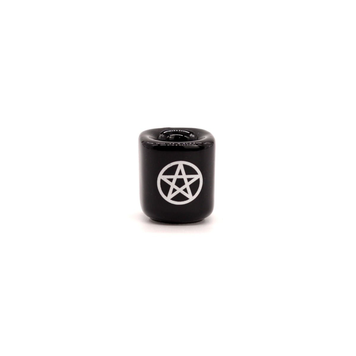 Black with White Pentacle Chime Candle Holder - 13 Moons