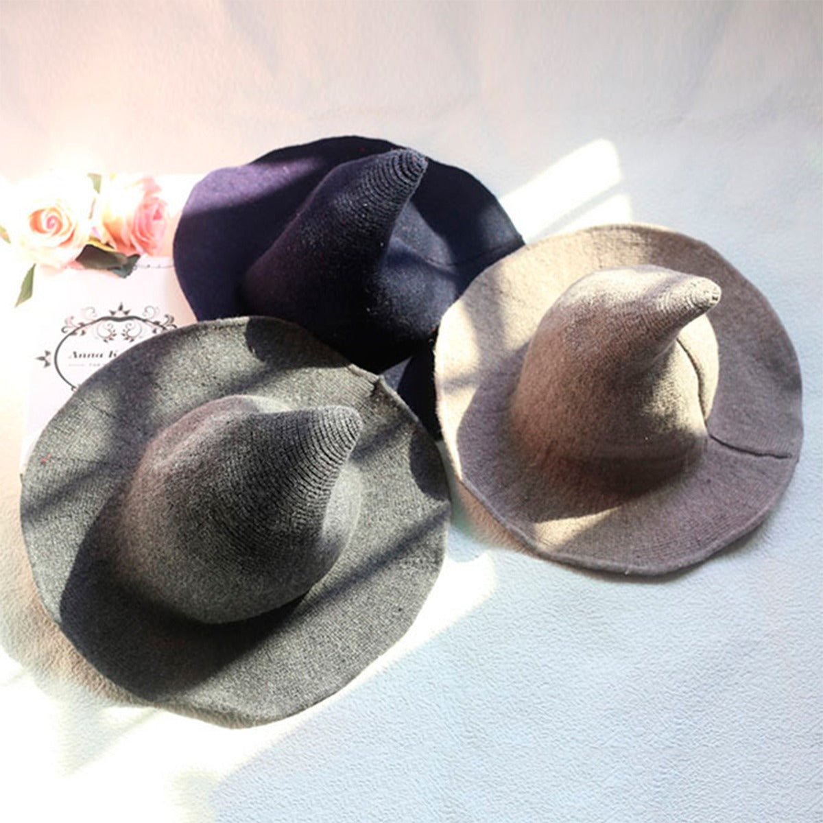 Grey Wool Witches Hat