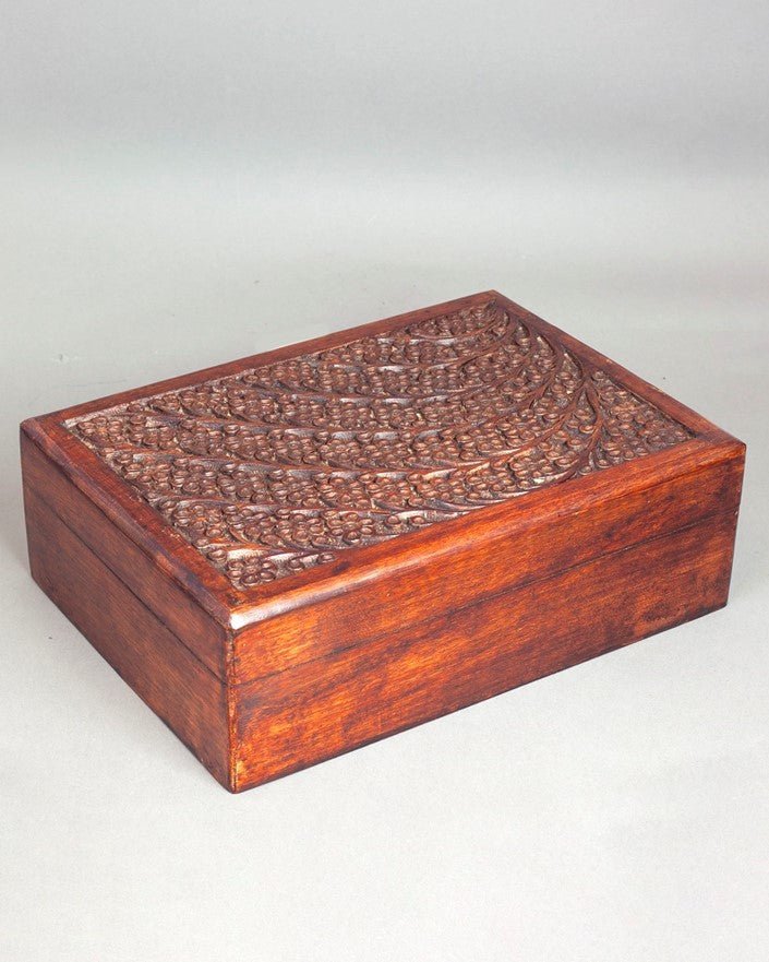 Carved Mango Wood Box 8x11 - 13 Moons