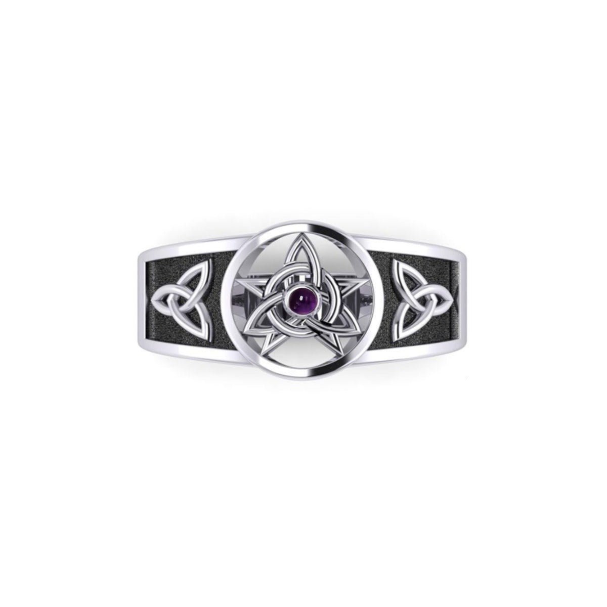 Celtic Pentacle Ring with Amethyst - 13 Moons