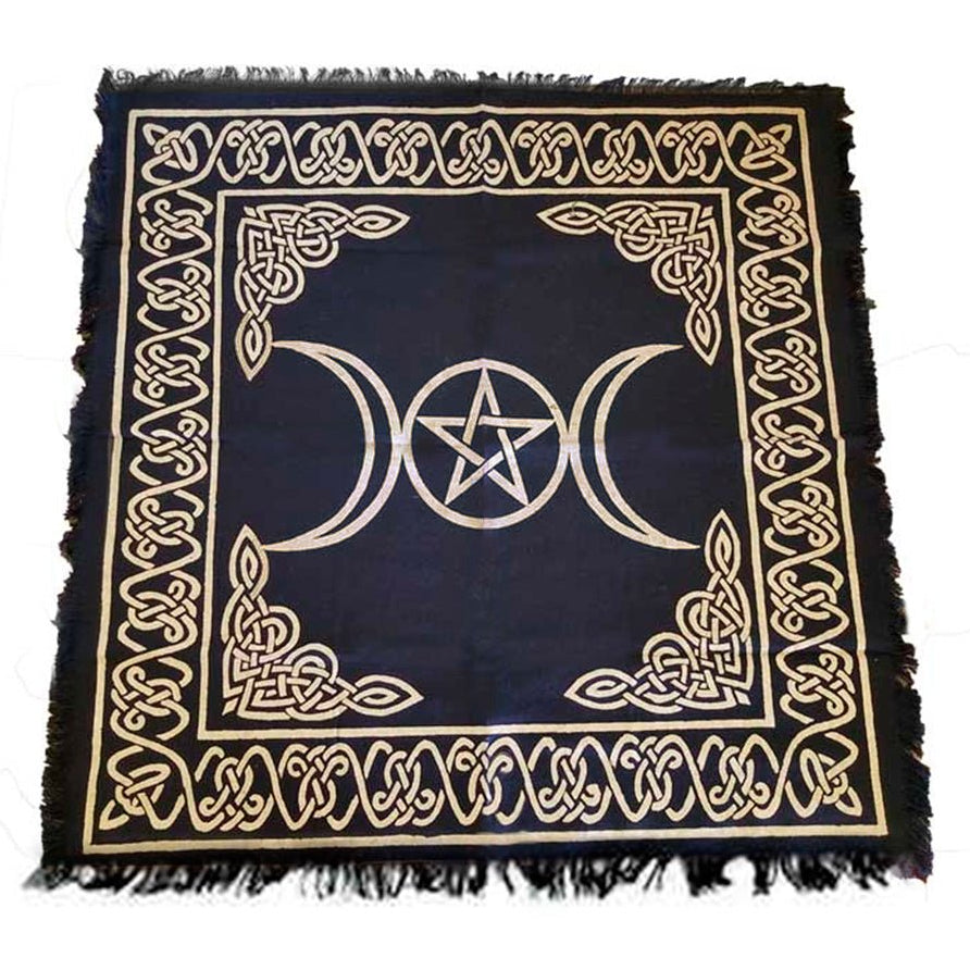Celtic Triple Moon Gold Black Cloth 21x21 - 13 Moons
