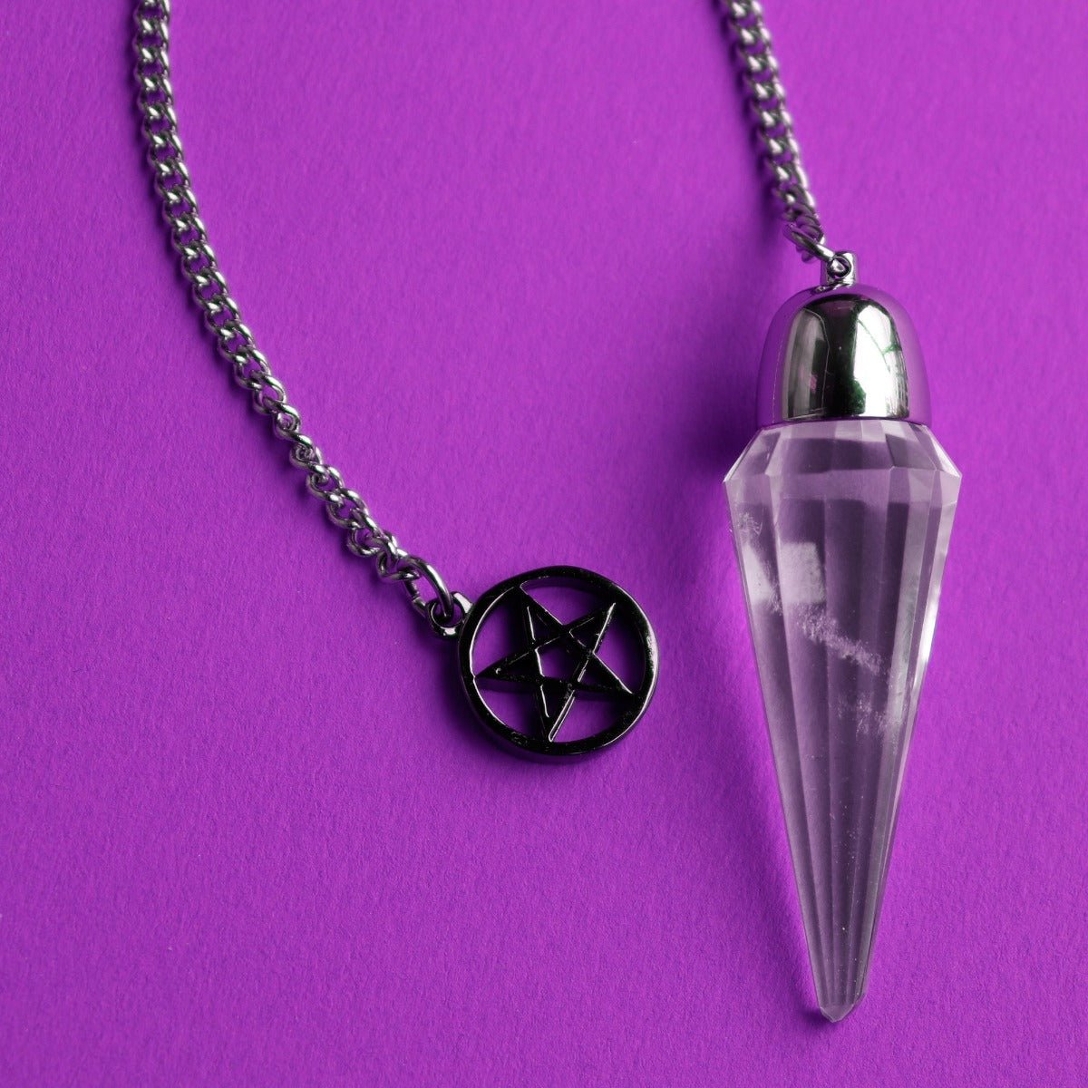 Clear Crystal Dome Pentacle Pendulum - 13 Moons