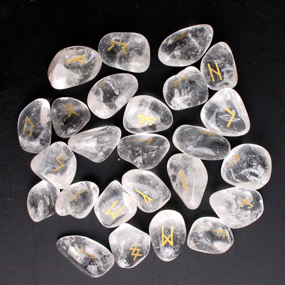 Clear Quartz Crystal Runes with Stoarge Bag