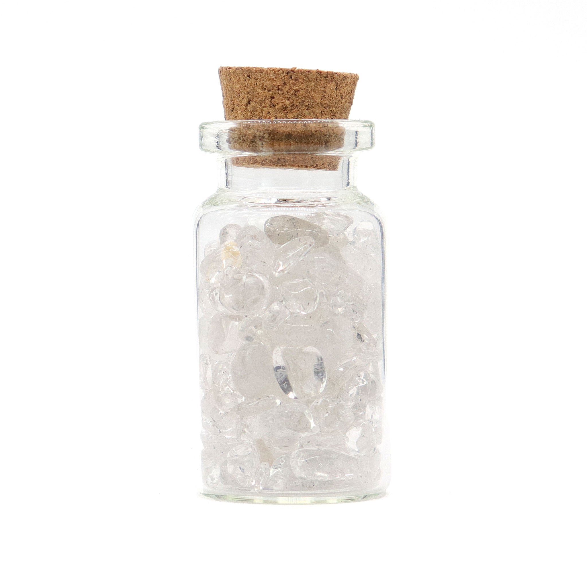 Clear Quartz Gemstones in Bottle