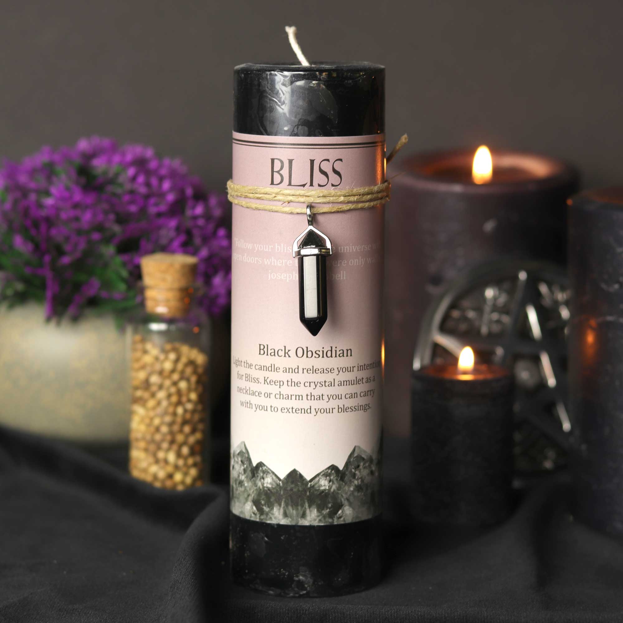 Crystal Energy Bliss Candle with Pendant - 13 Moons