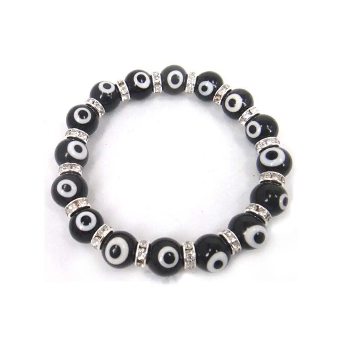 Evil Eye Glass Bracelet Black 10mm - 13 Moons