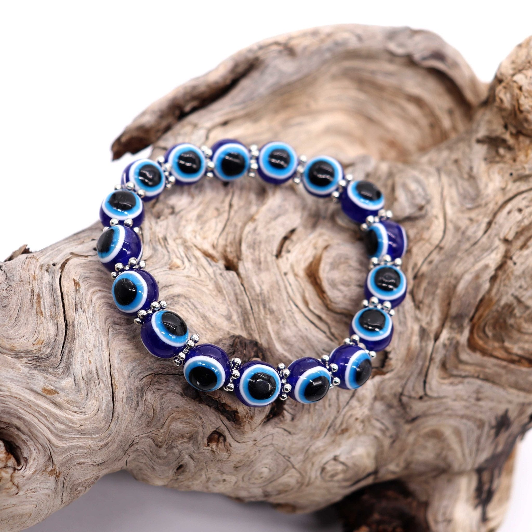 Evil Eye Glass Bracelet Blue - 13 Moons