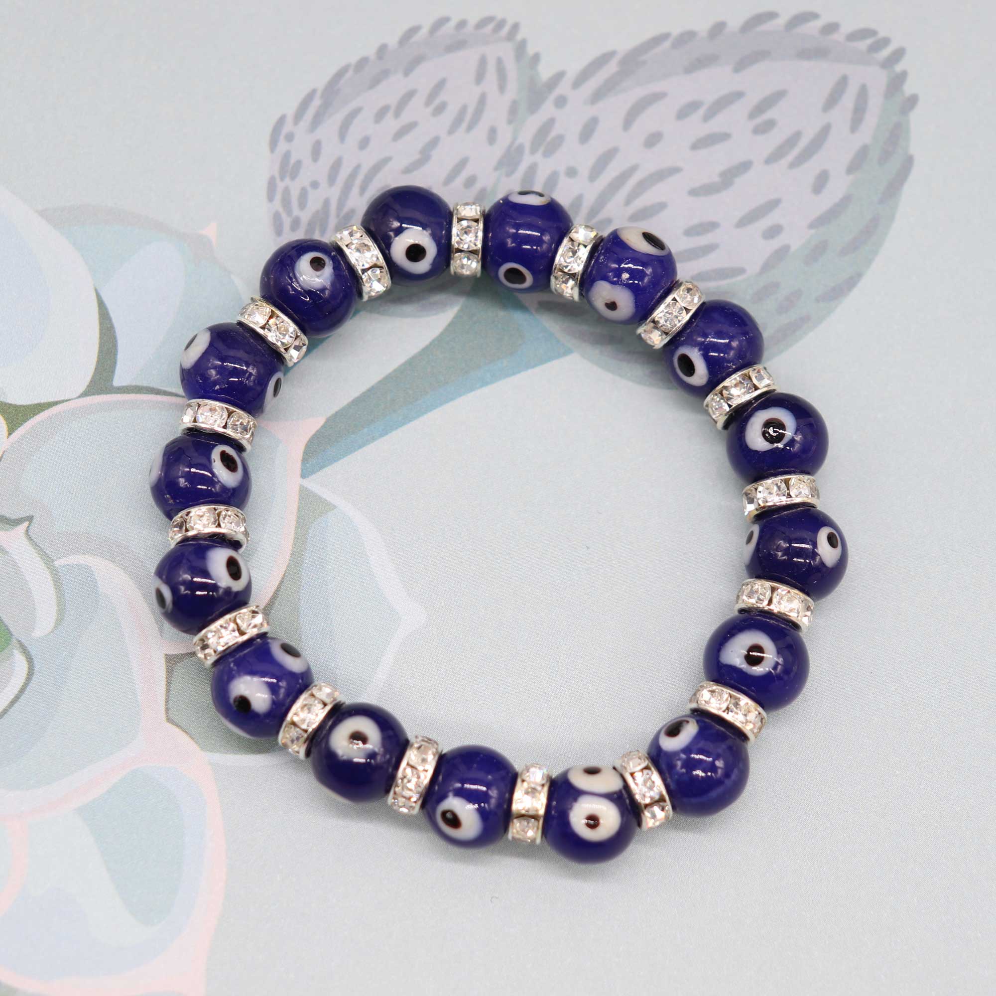 Evil Eye Glass Bracelet Blue - 13 Moons