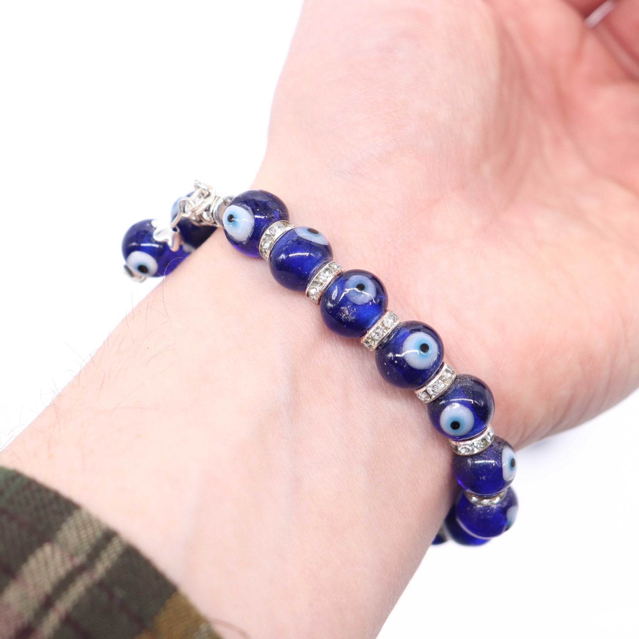 Evil Eye Glass Bracelet Blue with Velvet Bag - 13 Moons