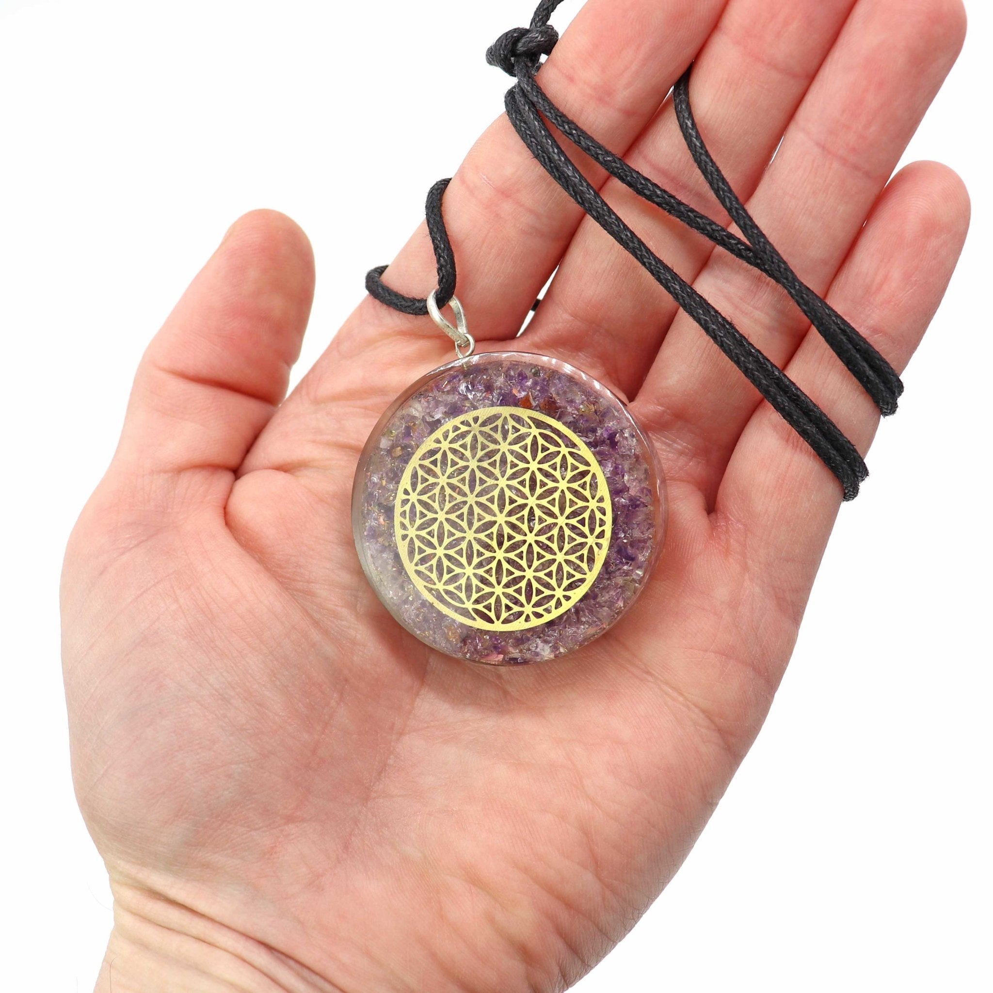 Flower of Life Amethyst Necklace - 13 Moons
