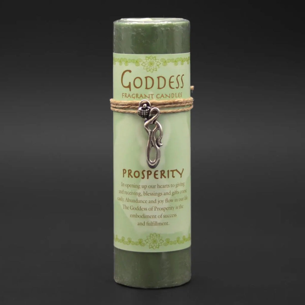 Prosperity Pillar Candle with Pewter Pendant