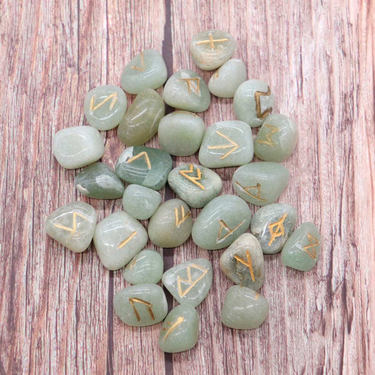 Green Aventurine Tumbled Runes - 13 Moons