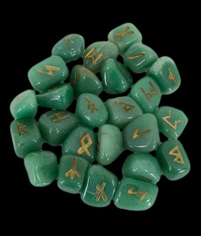 Green Aventurine Tumbled Runes - 13 Moons