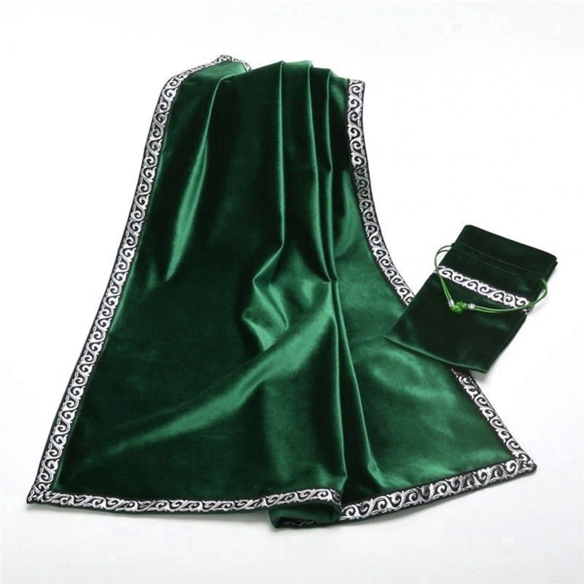 Green Tarot Bag & Cloth Set - 13 Moons