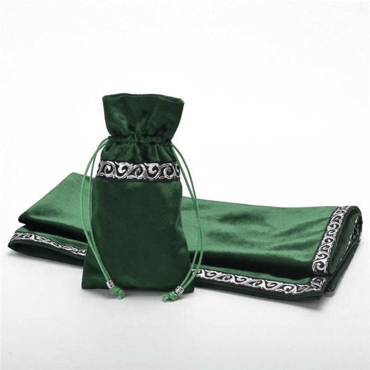Green Tarot Bag & Cloth Set - 13 Moons