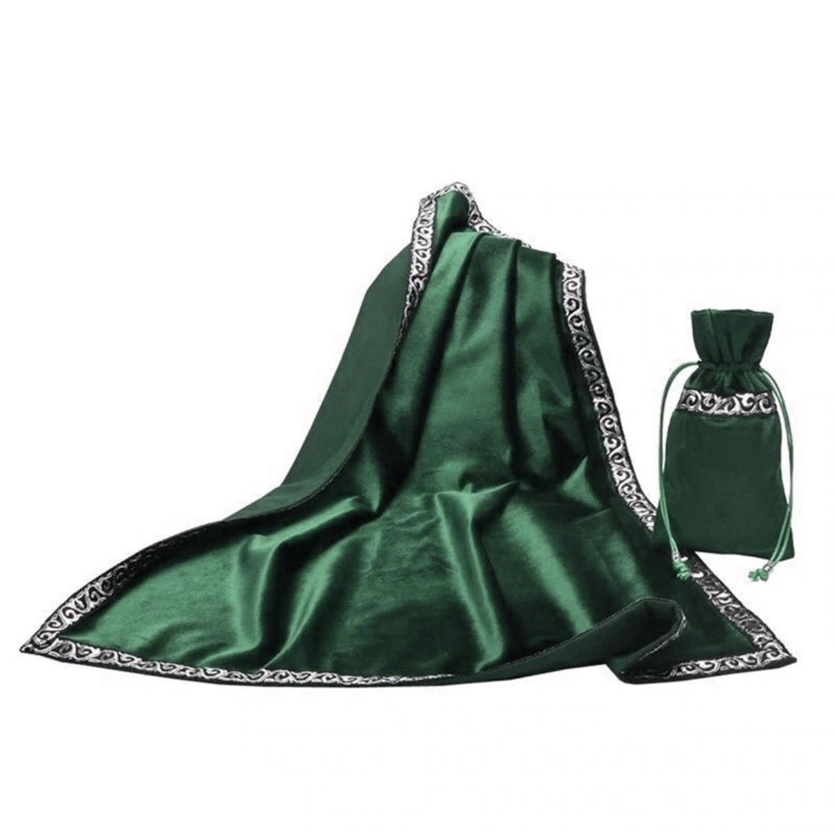 Green Tarot Bag & Cloth Set - 13 Moons