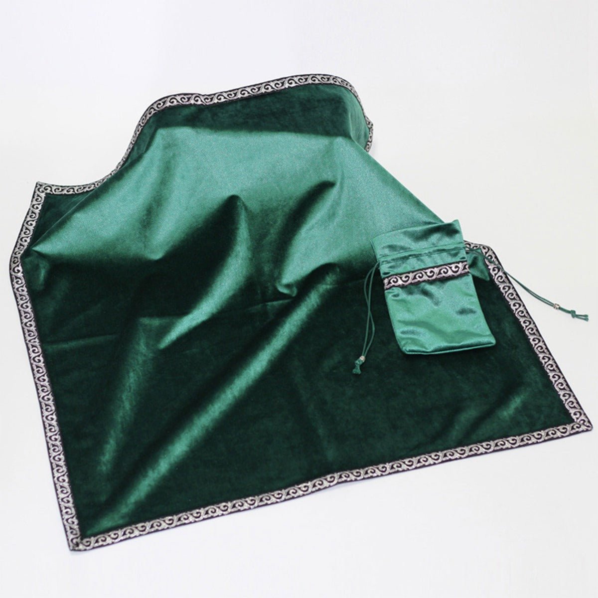 Green Tarot Bag & Cloth Set - 13 Moons