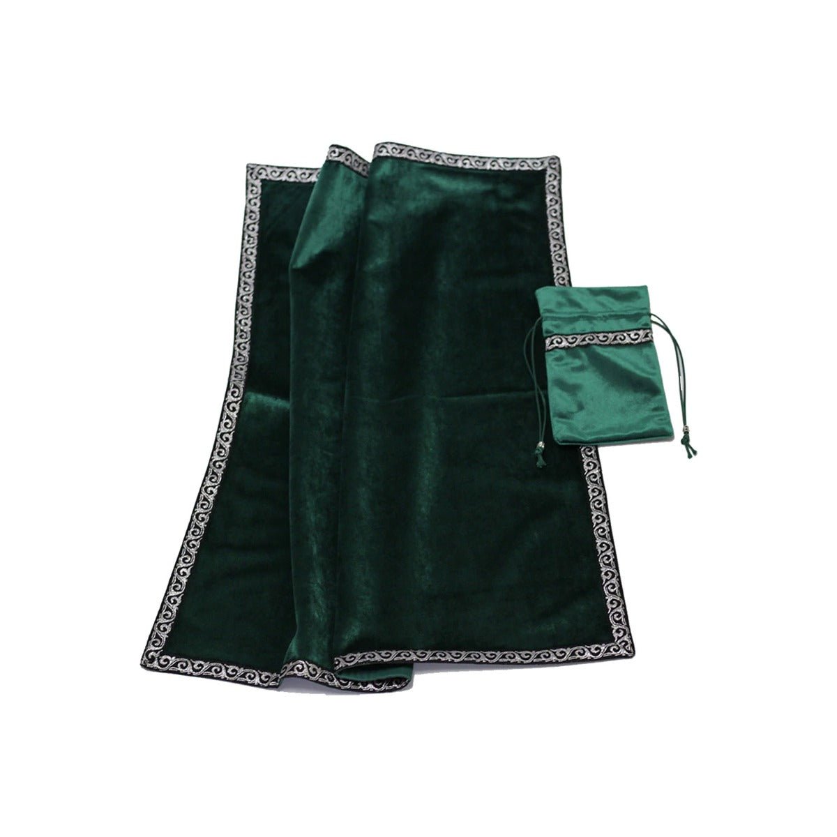 Green Tarot Bag & Cloth Set - 13 Moons